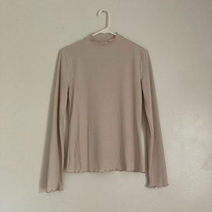Shein Beige Mock Neck Ribbed Knit Top Size L